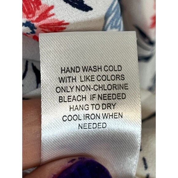 DR2 Top M Blue Floral Boho Western Patchwork Coastal Hippie Peasant Neutral - Picture 11 of 13